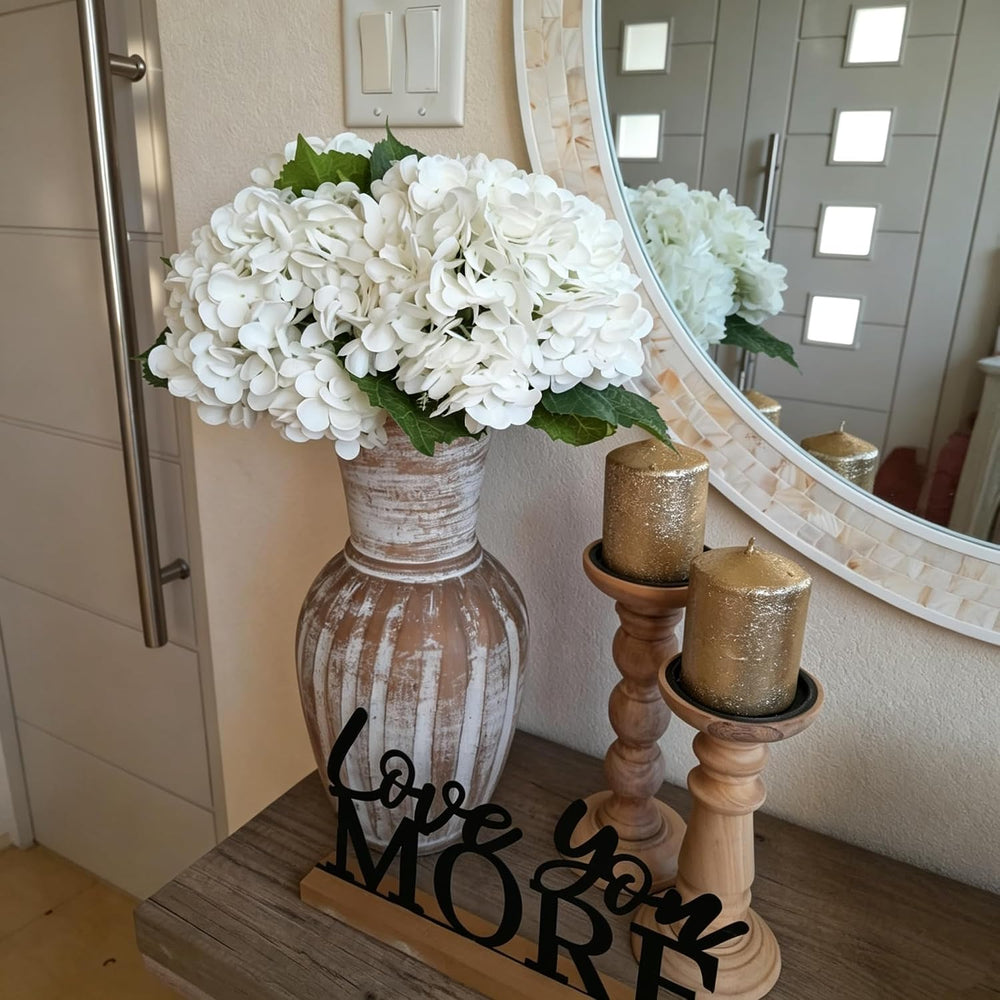 Artflower 4Pcs Real Touch Hydrangea Artificial Flowers, 22.5'' White ...