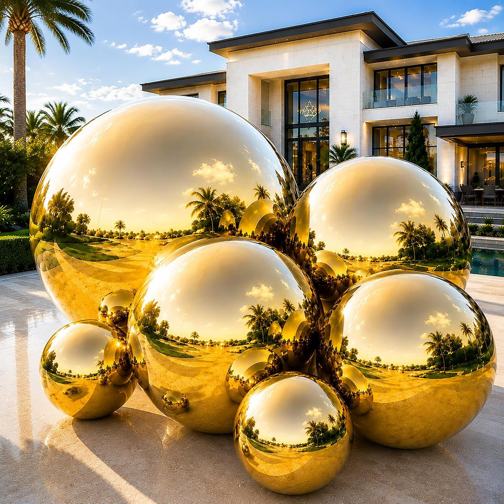 Inflatable Mirror Ball, Large Shiny Disco Ball, 6PCS Gold