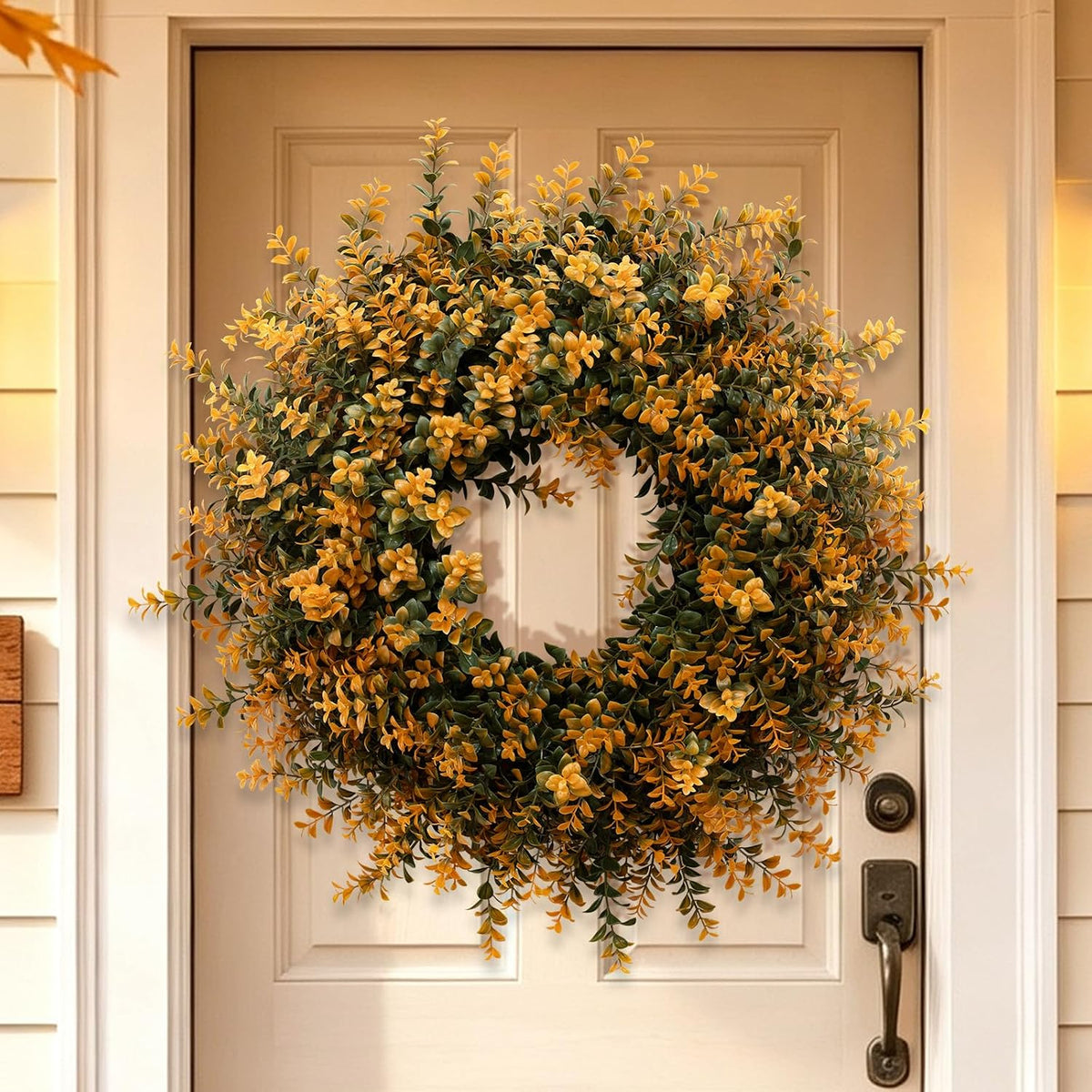 26 Inch Fall Wreaths for Front Door Outdoor Boxwoods Wreath