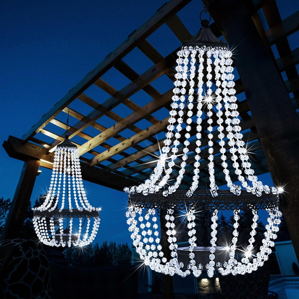 28" Hanging Solar Chandelier Outdoor Waterproof 30 LED Lantern