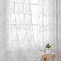 VISIONTEX Sheer Curtains 84 inch Length 2 Panels Set, Decorative Grey Coral Embroidery, Rod Pocket Embroidered Window Drapes for Living Room and Bedroom, 54" x 84"