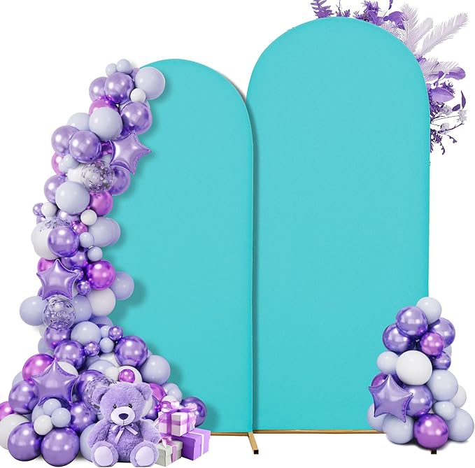 Wedding Arch Cover 7.2FT 6FT Arch Backdrop Cover Spandex Fitted Arch Cover for Round Top Chiara Backdrop Stand Covers for Wedding Birthday Party Baby Shower Banquet Ceremony Decoration (Set of 2)