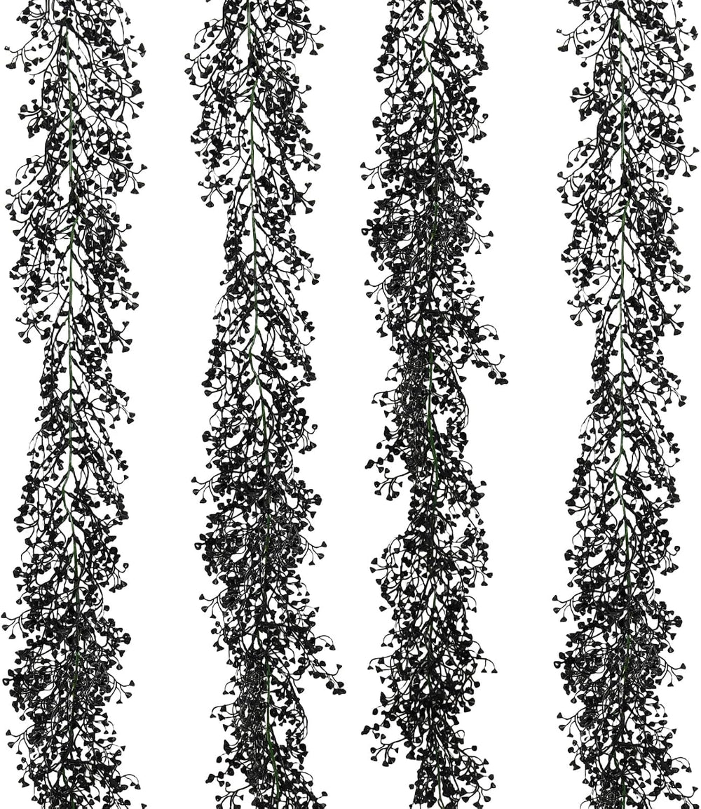 RECUTMS 4Pcs Artificial Black Wisteria Garland 5.6Ft Plastic Halloween Vine