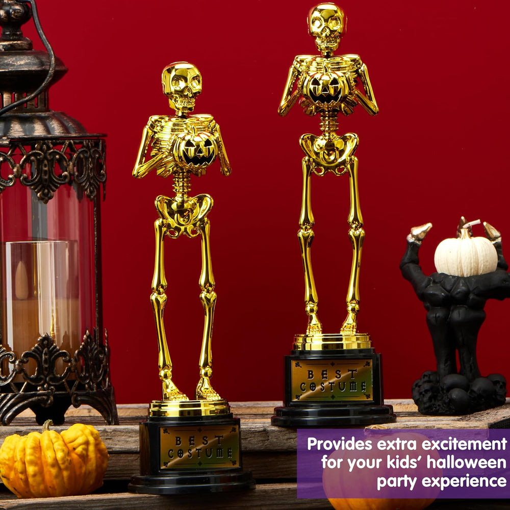 JOYIN 2 PCS Halloween Trophy Best Costume Skeleton Awards 10.6×3.2” for Hallo...