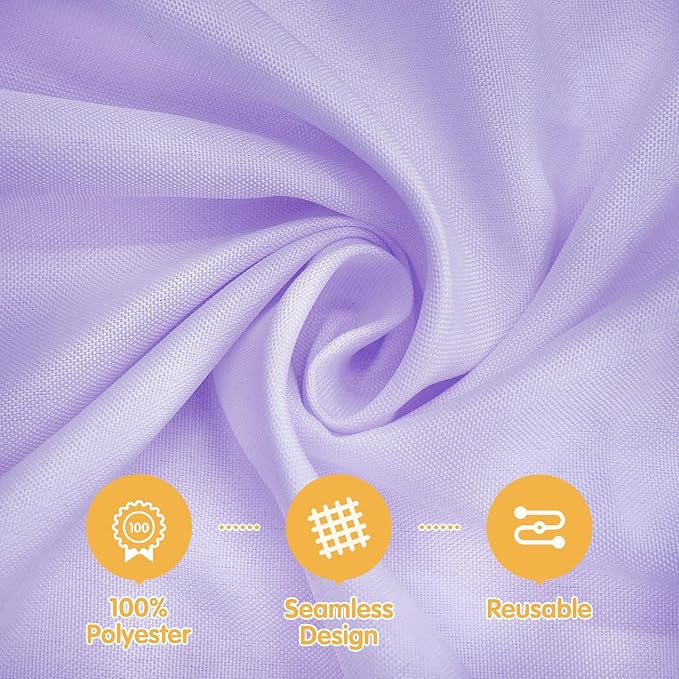 BRILLMAX 8 Pack Lavender Tablecloths for 6 Foot Rectangle Tables 60 x 102 Inch - 6ft Rectangular Bulk Linen Polyester Fabric Washable Cloth Cover for Wedding Reception Banquet Birthday Party