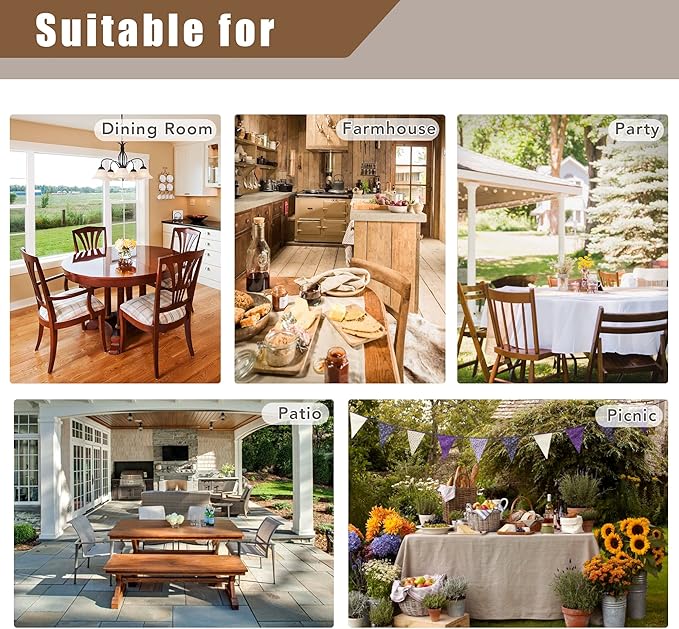 Fitable Linen Textured Tablecloths 2 Pack, Faux Burlap Rectangle Table Clothes for 6 Foot Tables, Rustic Table Covers for Buffet, Banquet, Kitchen Dining, Party, Farmhouse (White, 54 x 108 Inch)
