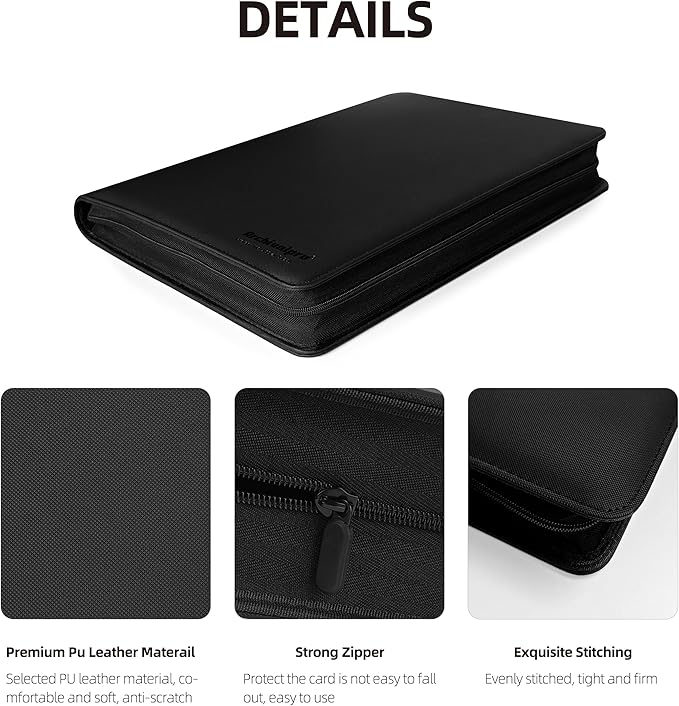 16 Pockets Premium Card Binder 1024 Cards Trading Card Binders Side Load Card Storage Display Album(16 Pocket 1024 Card Slot,Black)