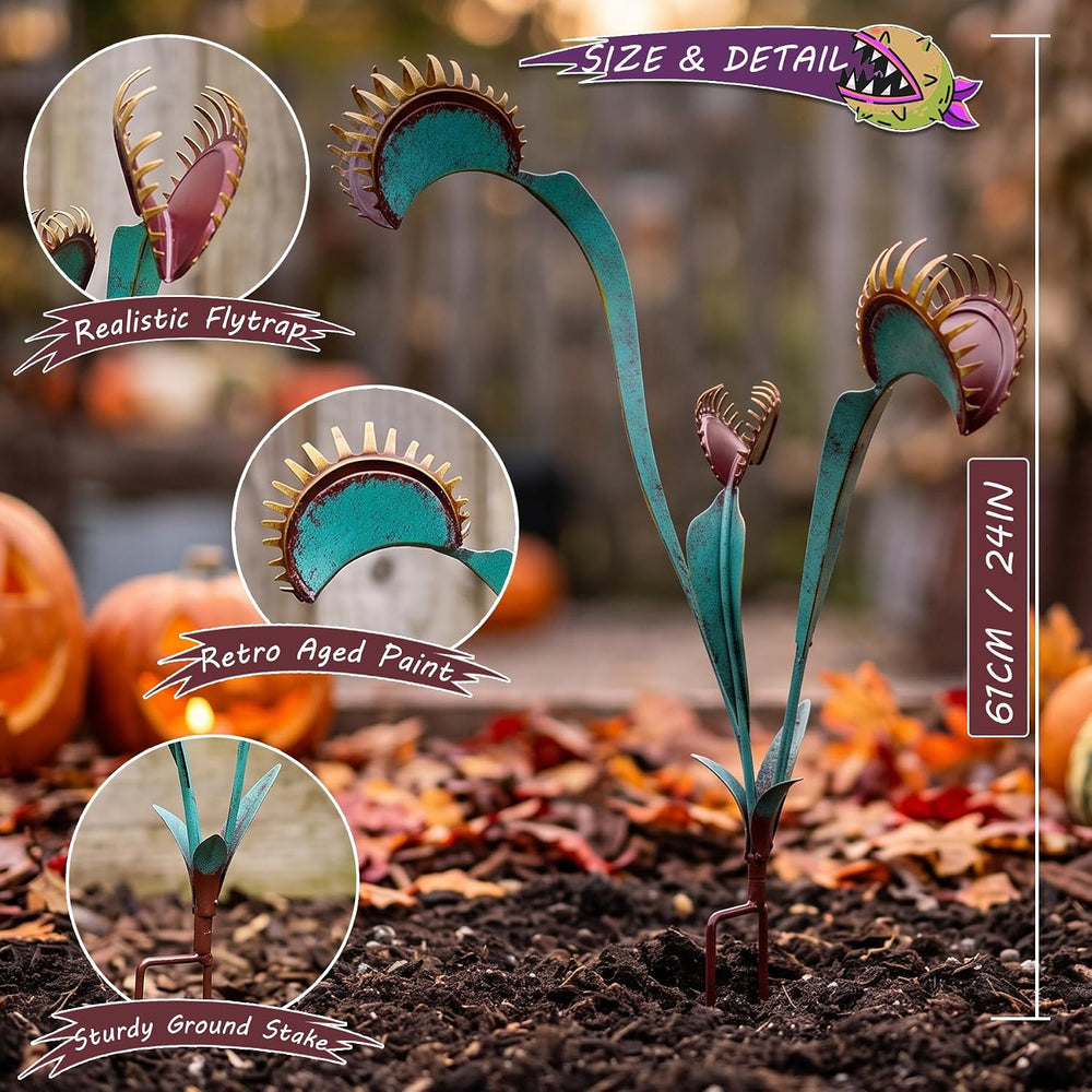 Metal Yard Art - 24inch Venus Fly Trap Garden Stake Metal Outdoor Plants