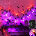9 FT 66 LED Willow Vine Twig Decor Black Halloween Garland with Orange Purple Lights, Timer 8 Modes Waterproof Battery Operated Indoor Halloween Decorations for Wall Fireplace Mantle Home Office Decor