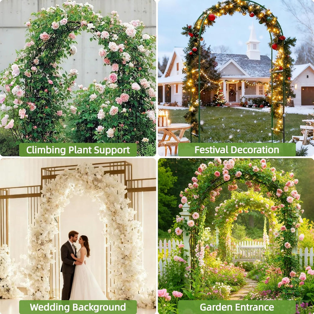 Thickened Metal Garden Arch with Detachable Base, 16mm Rust-Resistant Archway...