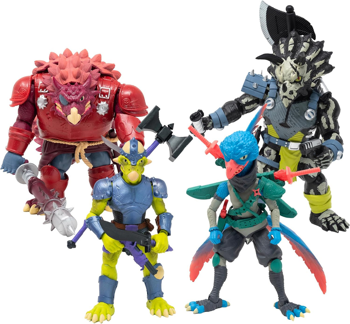 Boss Fight Studio Saurozoic Warrior Wave 2, Set of 4 – Staze Akiden, Pava Pergia, Seph Rasan, Triax Skiver - Night Lands Deco - Highly Articulated Figurines with Accessories and Alternate Parts - 1:12