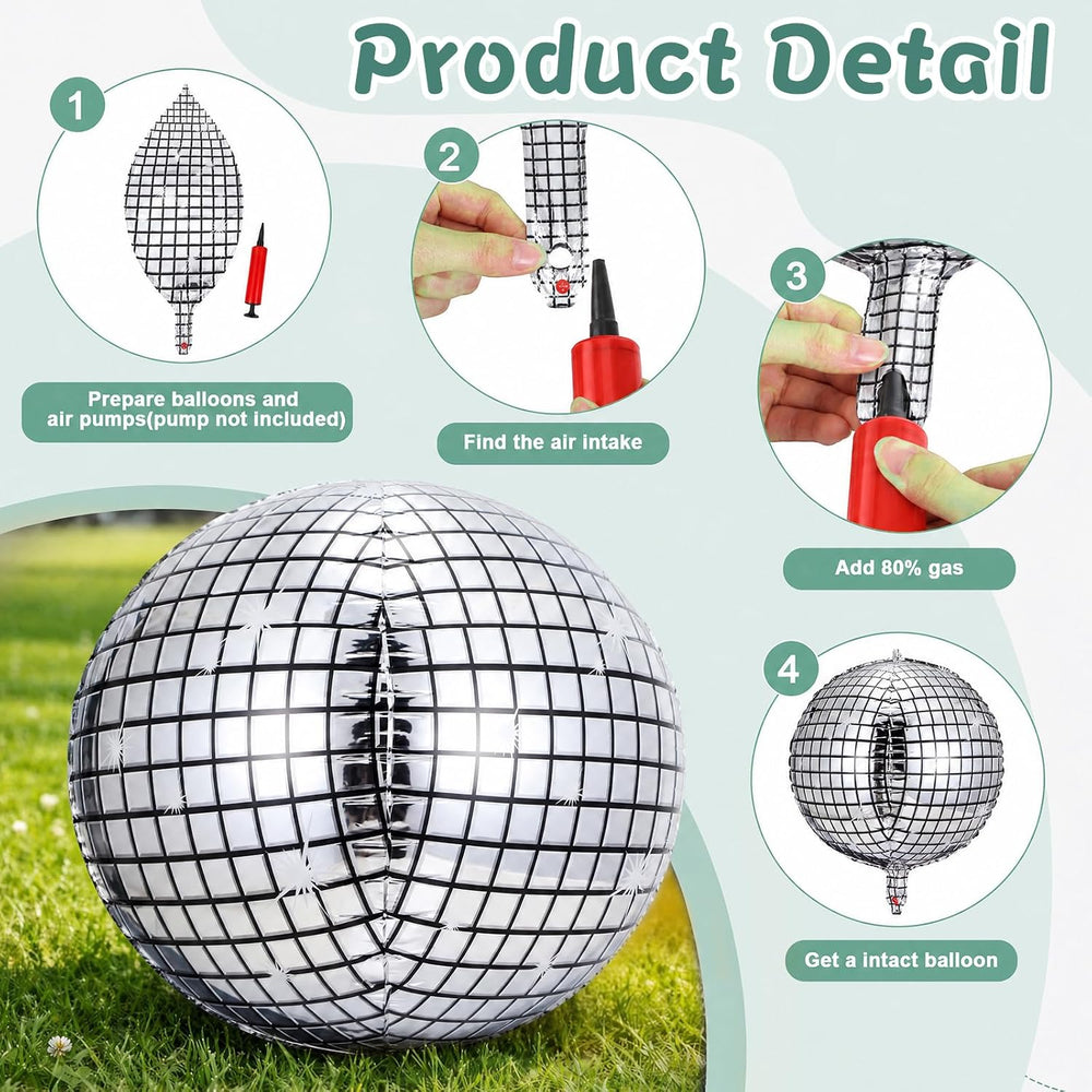 24 Pcs Giant Metallic Party Balloons, Assorted Size,Silver2