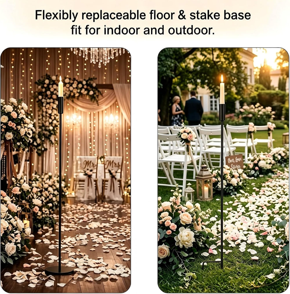 4 Pack Adjustable Tall Black Floor Candle Holders for Tables Event