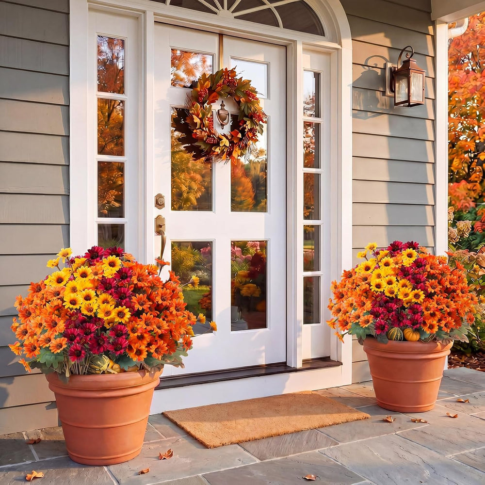12 Pcs Thanksgiving Fall Artificial Mums for Outdoors