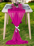 MDS Halloween Chiffon Table Runner - 10 Pack, 29 x 170 Inches, 14ft Each - Sheer Spooky Table Runners for Haunted House Parties, Trick-or-Treat Tables, Witchy Décor, Wedding & Events - Magenta