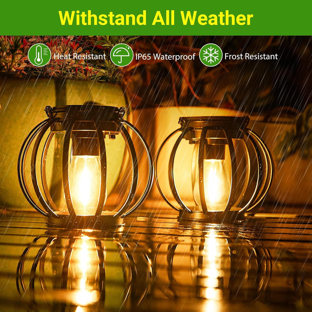 KOOPER Solar Lanterns Outdoor Waterproof, 4 Pack Upgraded Metal Hanging Solar...