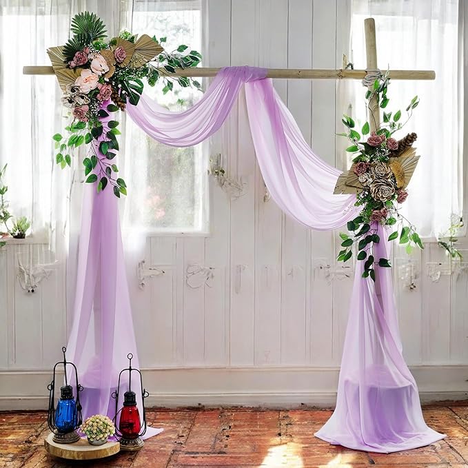 MDS Halloween Chiffon Draping Fabric - 2 Panel, 30" Wide x 100ft Long - Sheer Spooky Arbor & Canopy Drapery for Haunted House Backdrops, Party Ceilings, DIY Costumes & Themed Events - Orchid (Pack of 2)