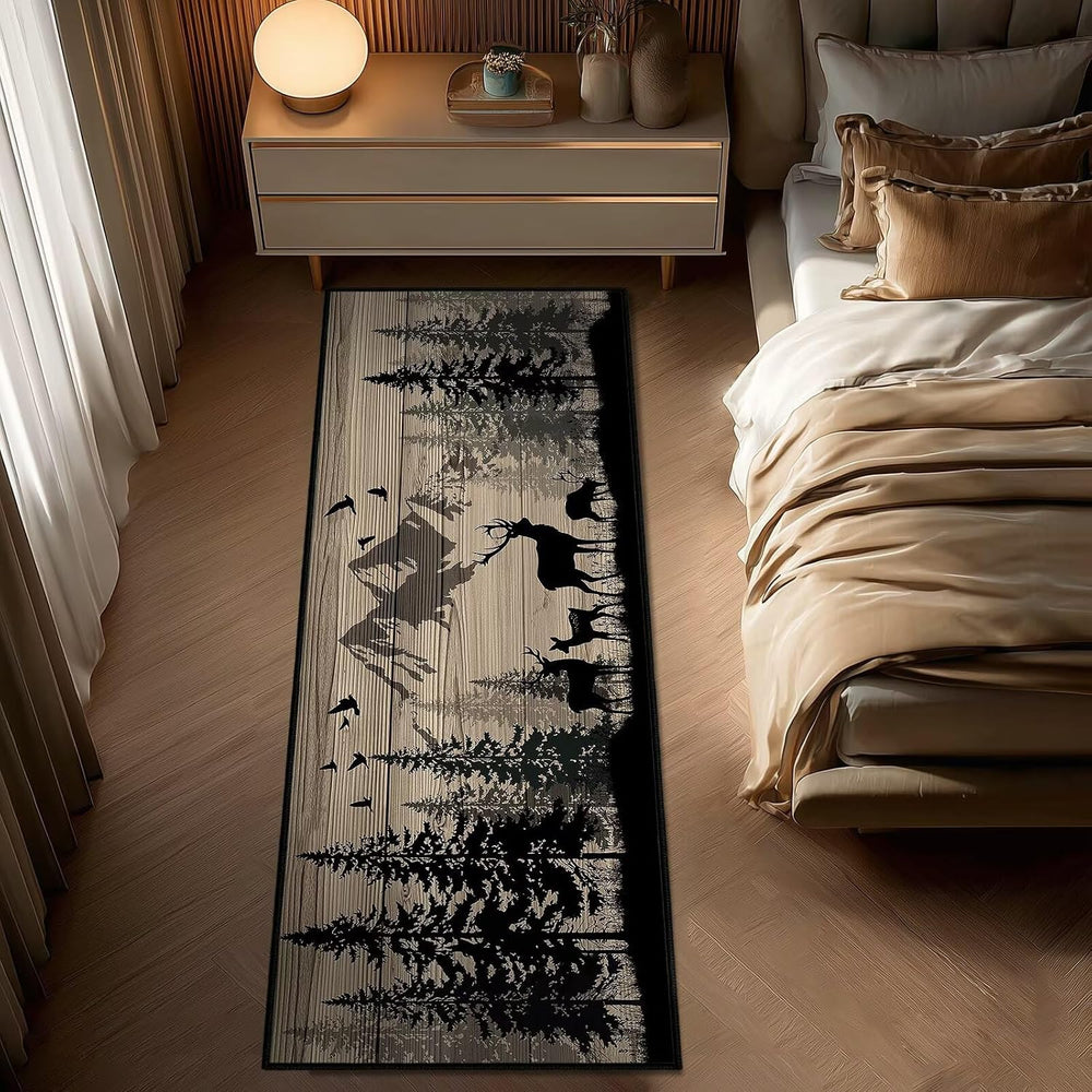 Rustic Runner Rug 2x6 Hallway Rugs,Deer Cabin Wildlife Vintage Rug