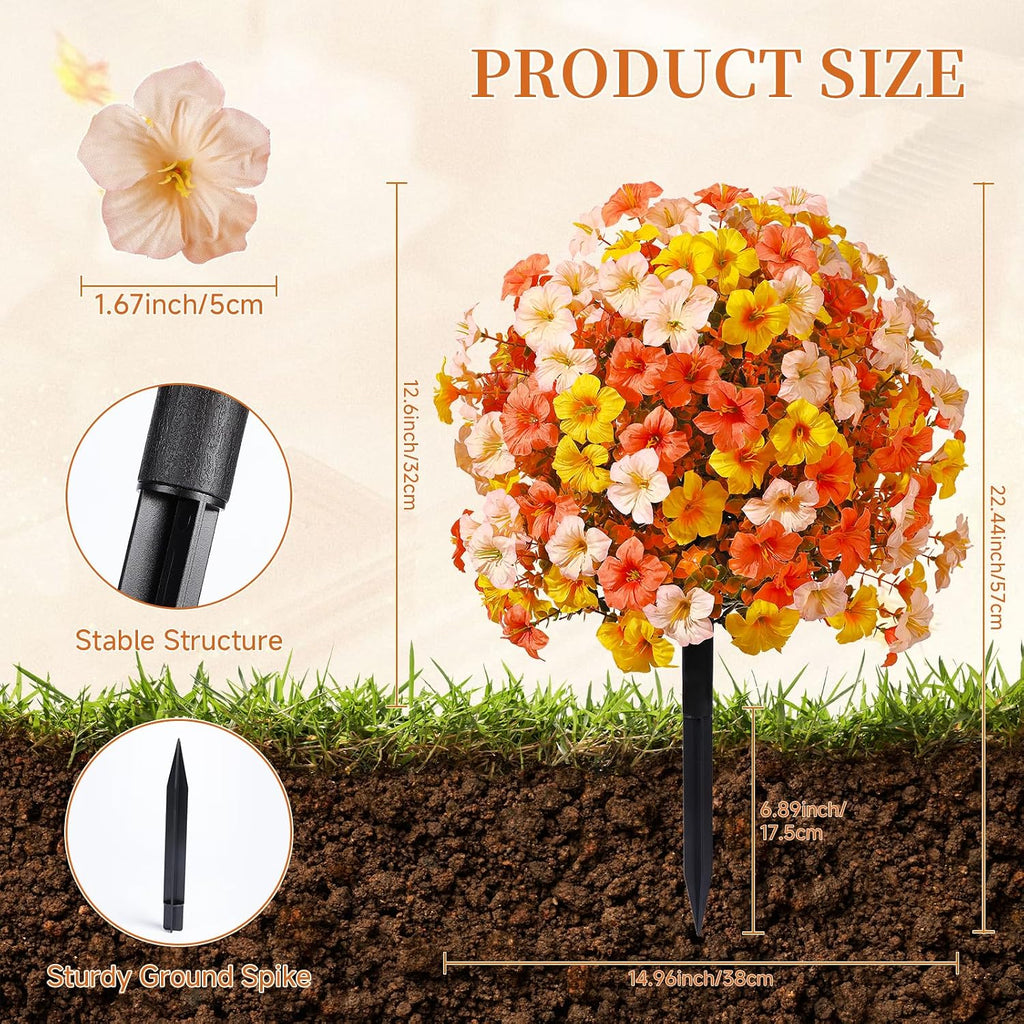 SHareconn 2Pcs Artificial Fall Flowers for Outdoors UV Resistant Decoration