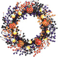 20" Halloween Wreaths for Front Door with Jack-o'-Lanterns and Candy
