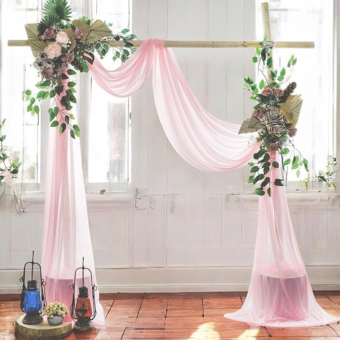 MDS Halloween Chiffon Draping Fabric - 2 Panel, 30" Wide x 40ft Long - Sheer Spooky Arbor & Canopy Drapery for Haunted House Backdrops, Party Ceilings, DIY Costumes & Themed Events - Blush Pink (Pack of 2)