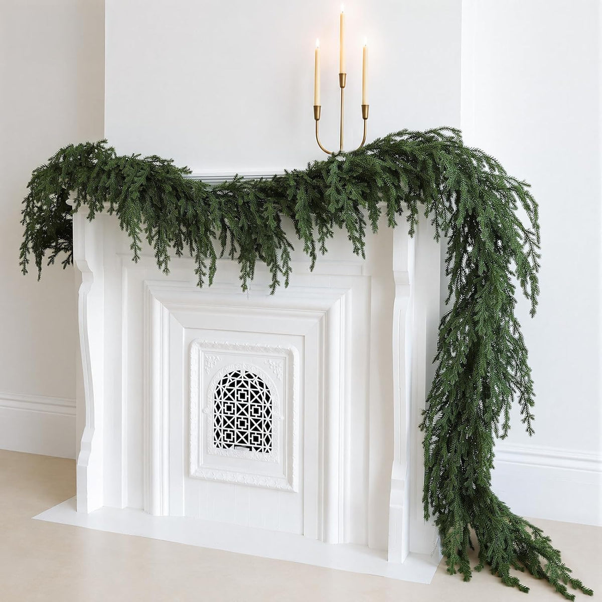 Upgraded 9ft Christmas Norfolk Pine Garland, Real Touch Greenery Decoration