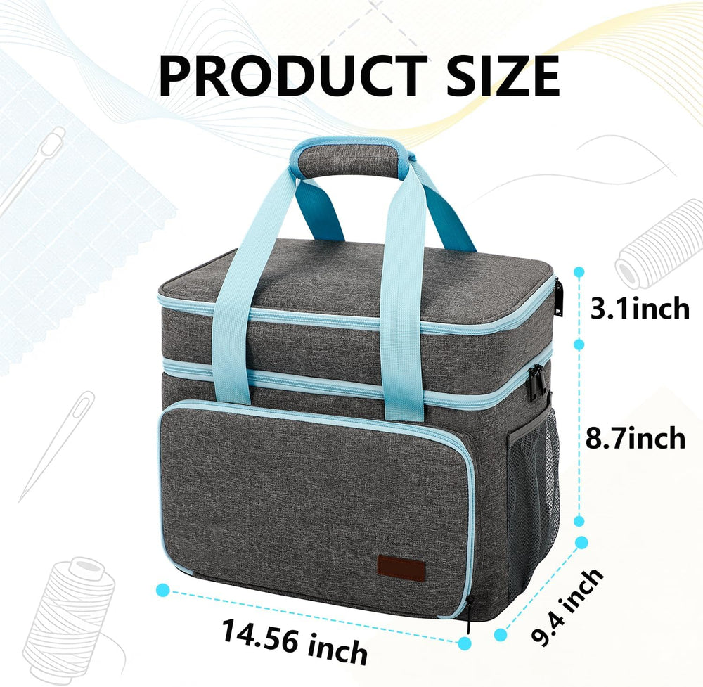 Crafts Storage Bag, Double-Layer Craft Organizer with Adjustable Dividers
