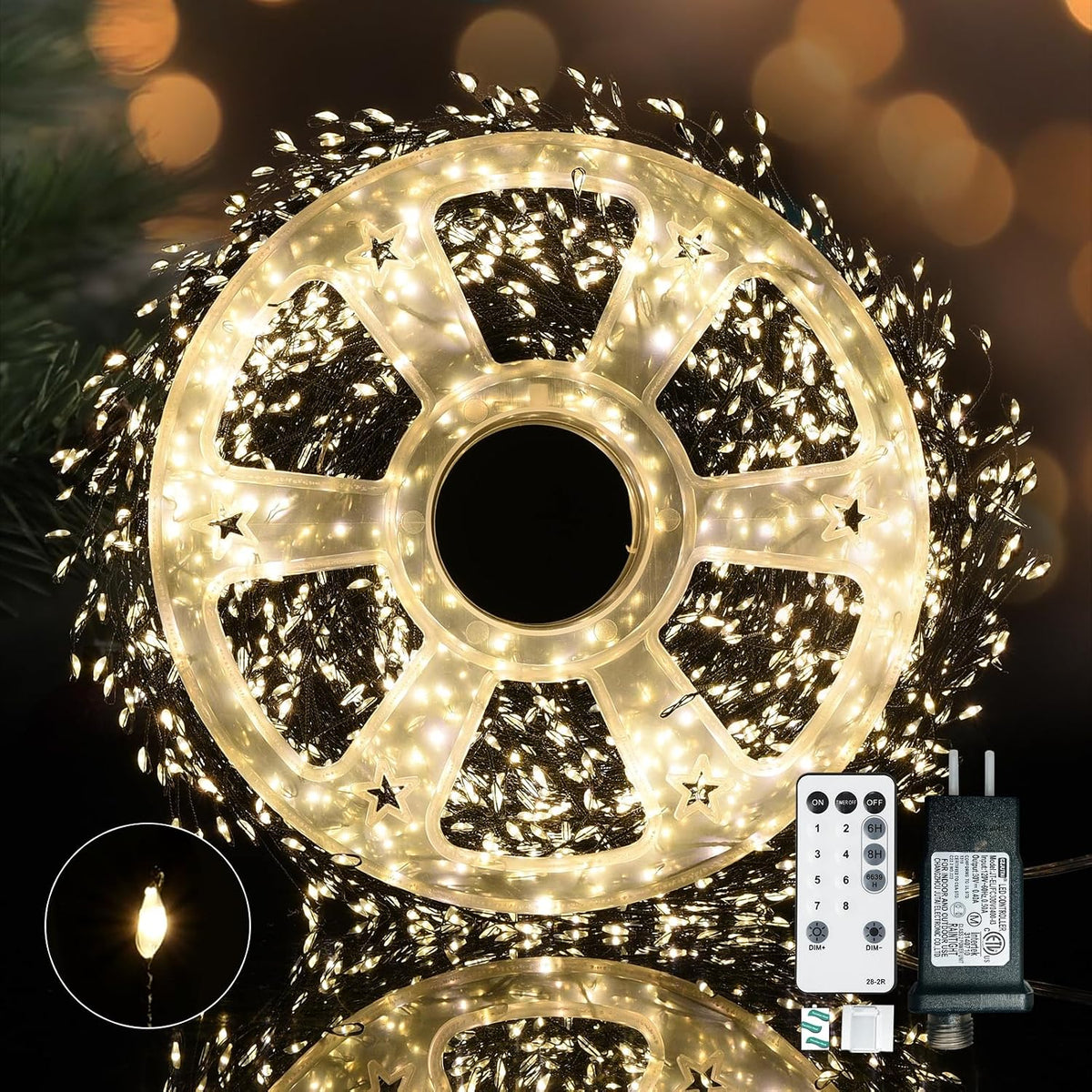 Dailyart 3000Led 195Ft Long String Fairy Lights Plug in with Timer & Remote