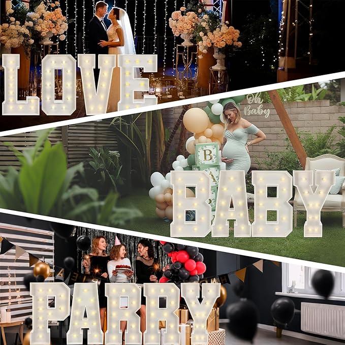 Marquee Light Up Letters: 4FT Large Decorative Signs for Party Decorations Baby Shower Birthday Wedding Engagement Anniversary, 4 Feet Tall Pre-Cut DIY Foamboard Letter K - Easy to Assemble