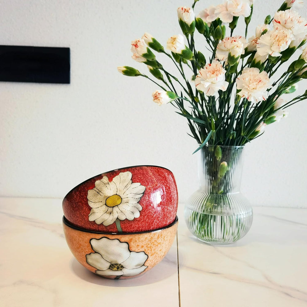 rockgoldbug Ceramic Bowls For Kitchen, 28oz - Set of 4,Underglaze Technique