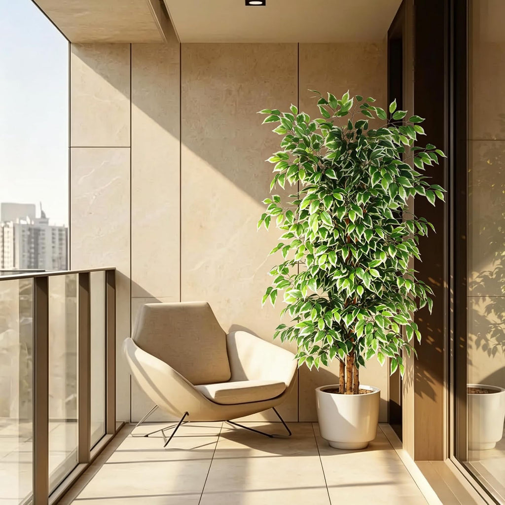 GTIDEA 6FT Artificial Ficus Tree with Real Wood Trunks, Faux Tree Indoor