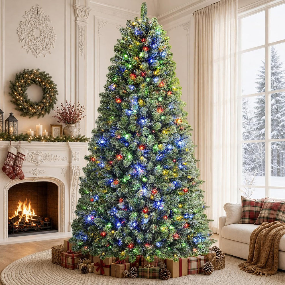 8FT Artificial Prelit Classic Christmas Tree with Remote Control,Timer