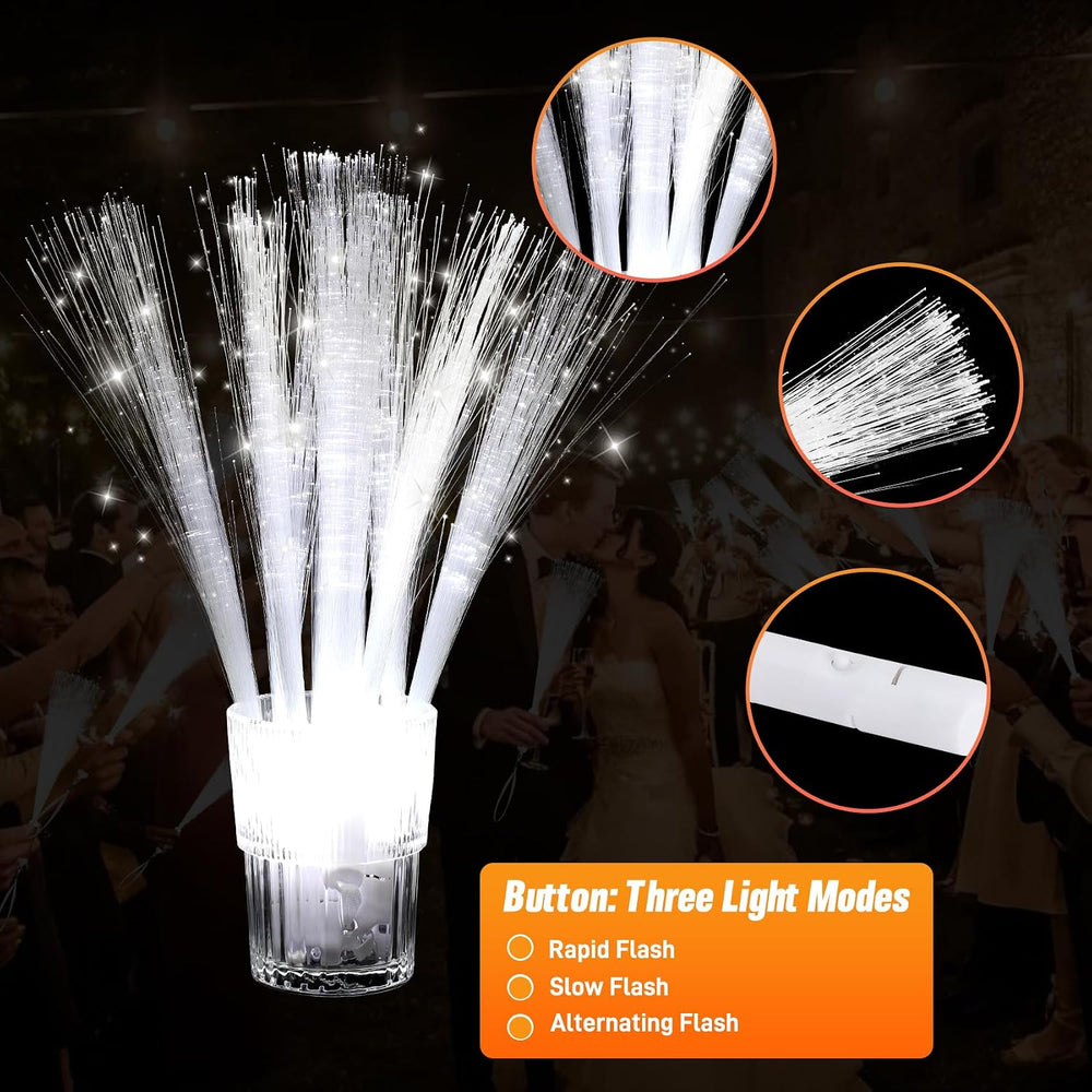 Redants 200 PCS Glow Light Sticks, White LED Fiber Optic Wands