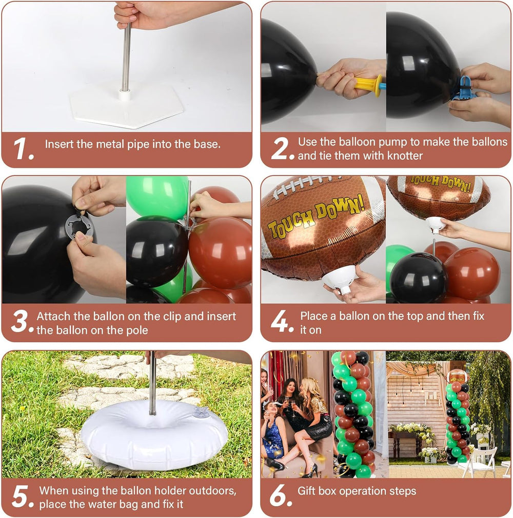 2 Sets Football Balloon Column Stand Kit Adjustable Football Balloon Decor