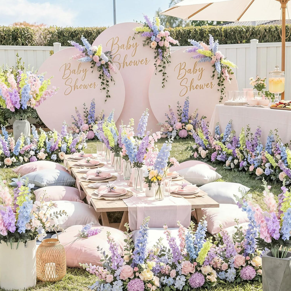 50 Pcs Pastel Delphinium Artificial Flower Bulk, 34.25"