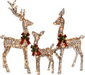 3D Brown Rattan Christmas Deer Set, 210 LEDs