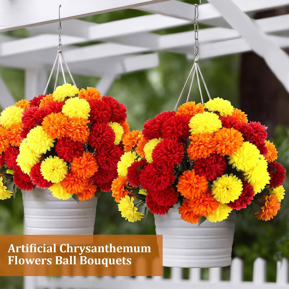 Norme 24 Pcs Artificial Fall Flowers for Outdoors 25.6 Inch Fake Mums