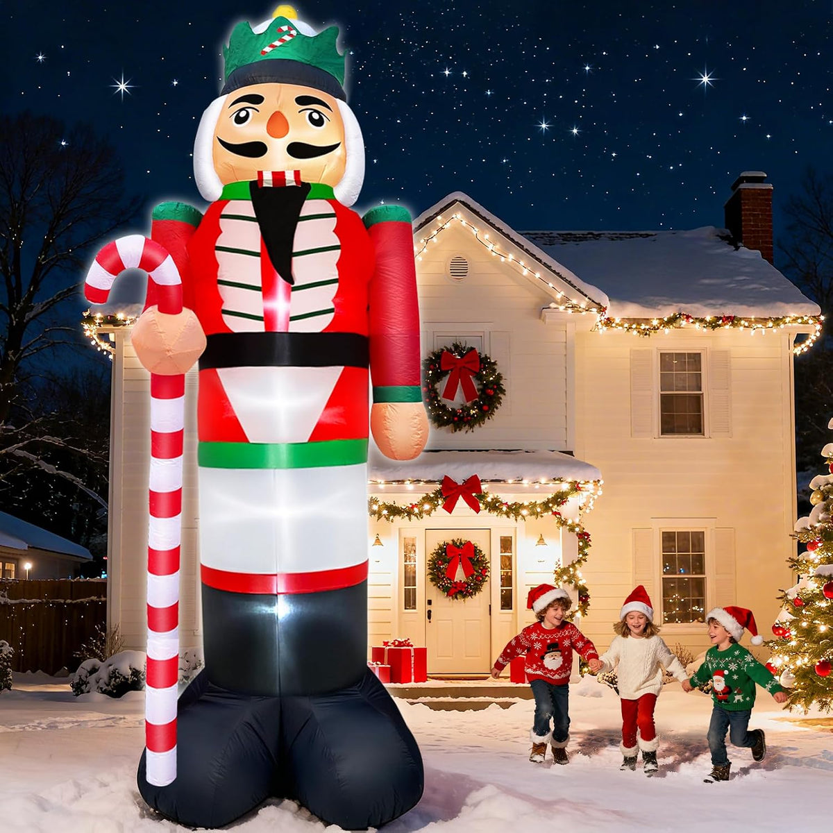 12 ft by 5.9 ft christmas inflatables nutcracker, close-up detail