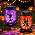 Halloween Solar Lanterns-Ghost &Cat Pumpkin Decor Hanging Mason Jar Lights