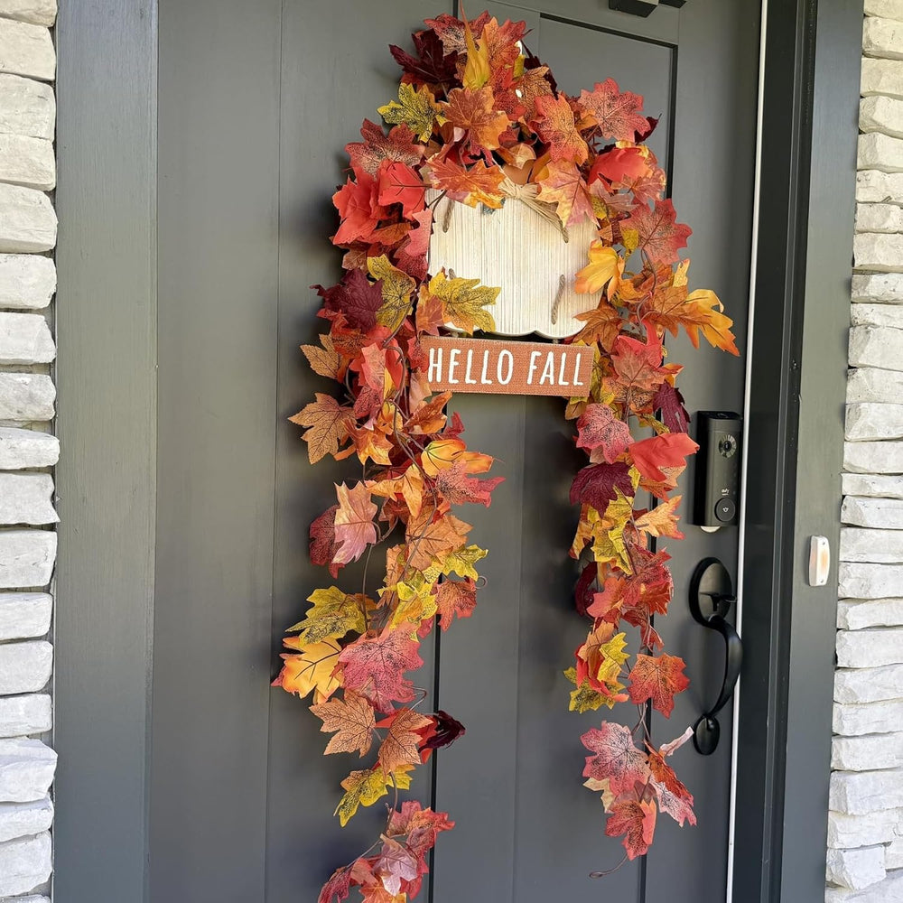 8 Pack Fall Garland, Total 47.2Ft Artificial Autumn Maple Leaves Garland Hang...