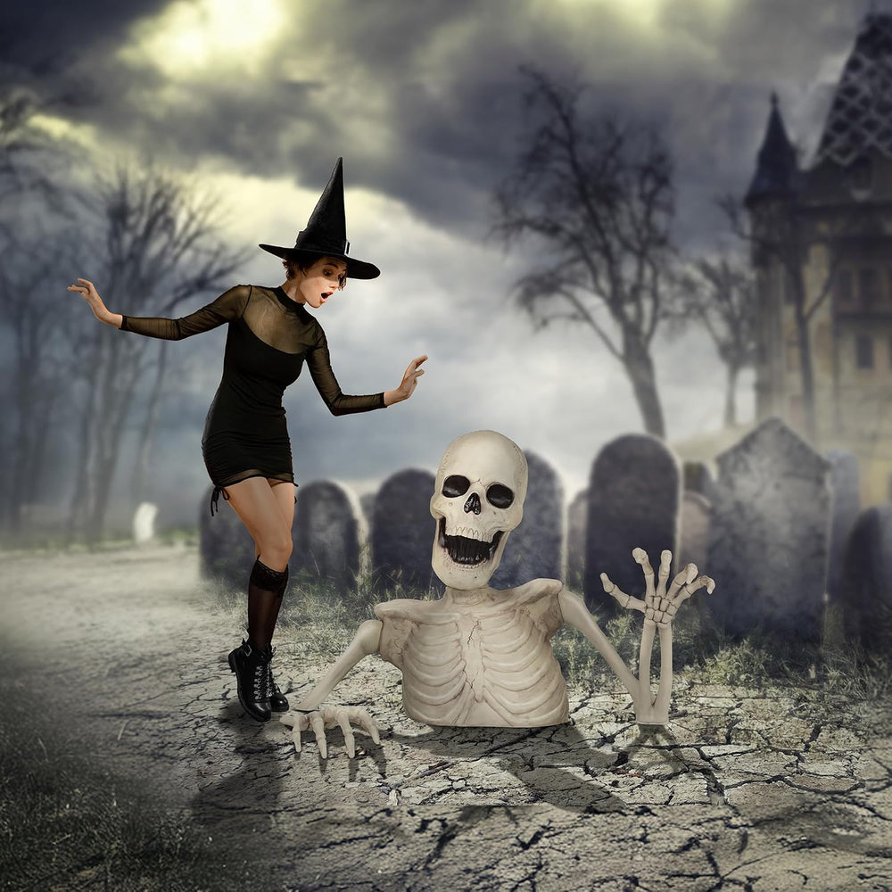 BOO BOX 3 Ft. Halloween Groundbreaker Skeleton, Giant Outdoor Decoration for ...