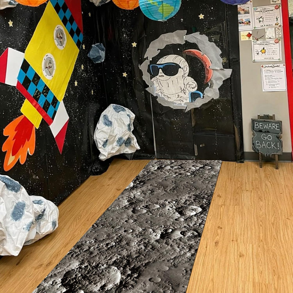 Lyrow 2 Pieces Space Themed Party Decor 2 x 10 ft Moon Aisle Runner