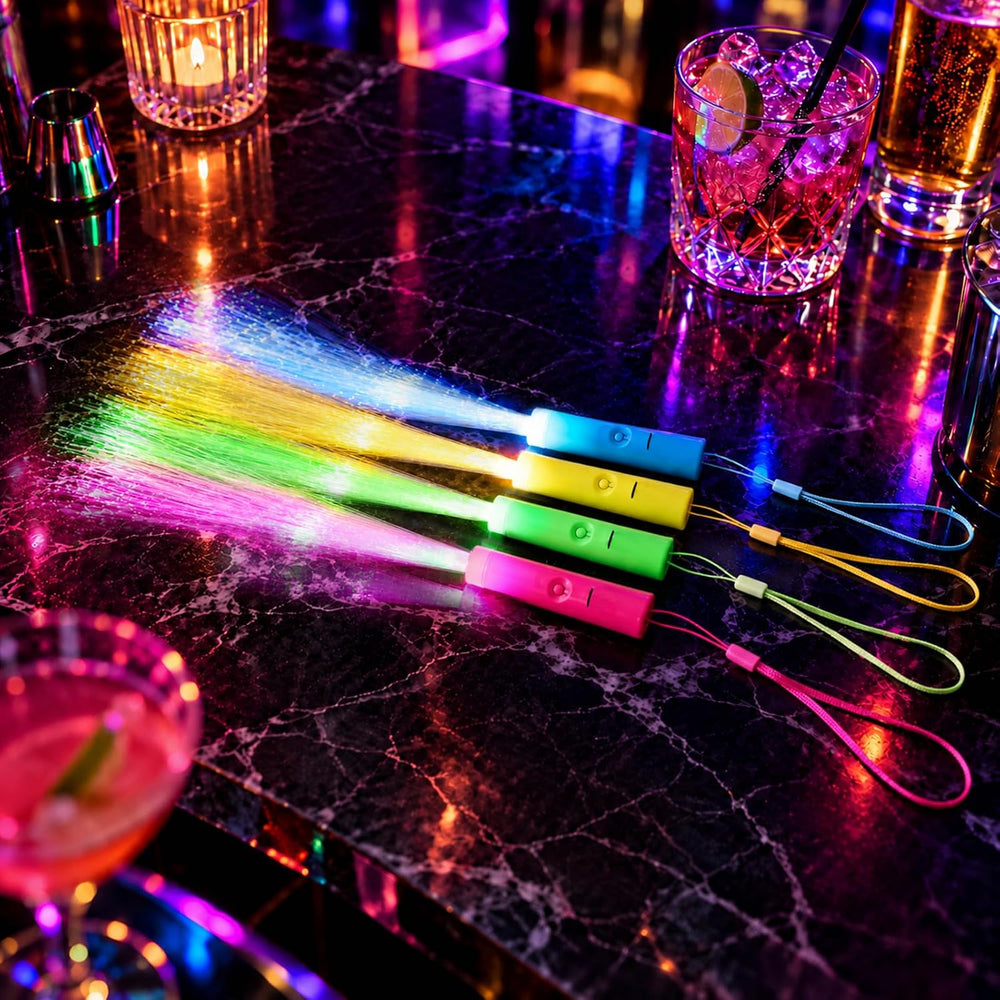 50 Pack LED Fiber Optic Wands, Multicolor Light Up Party Supplies