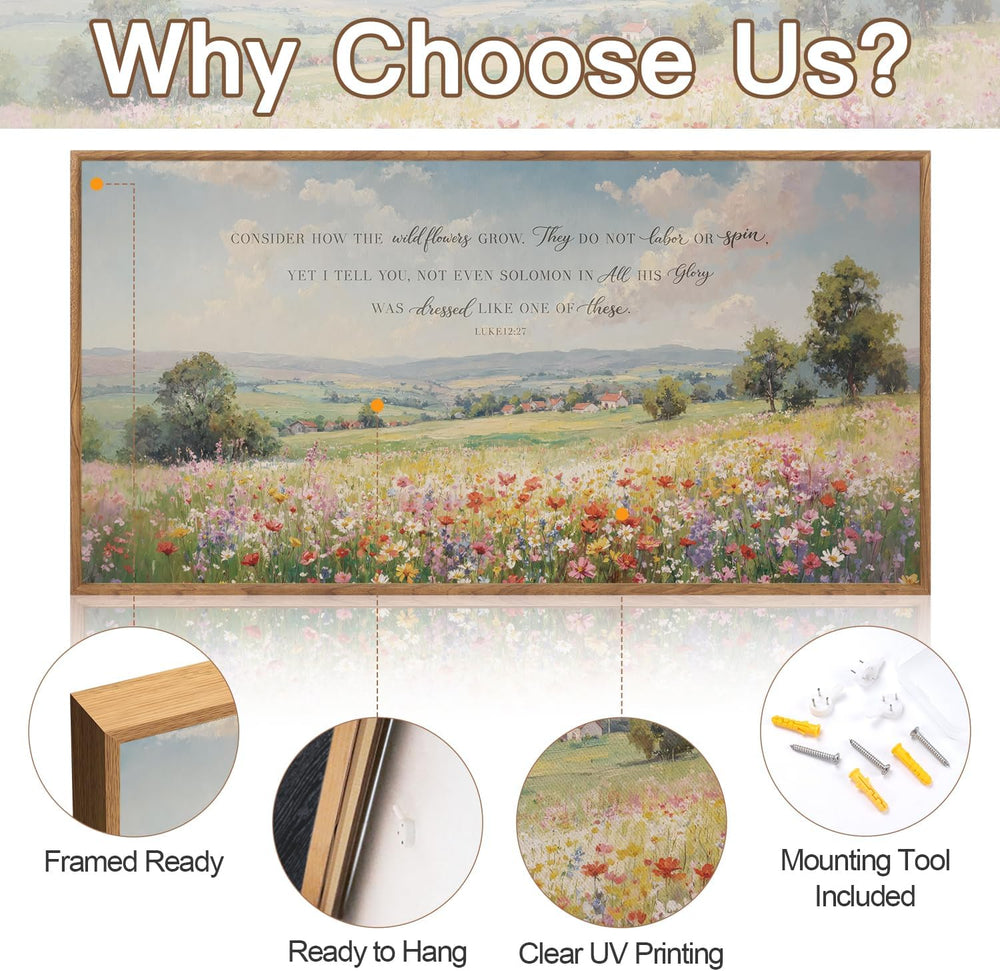 CHDITB Luke 12:27 Consider How The Wildflowers Grow Wall Art 40x20 Inch