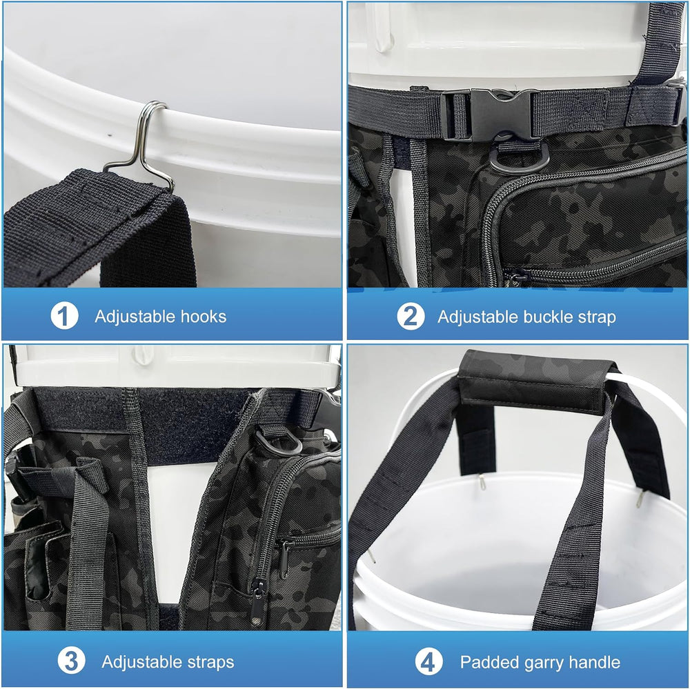 Fishing Bucket Organizer with Bucket Cover Fishing Tackle Bag with Rod & ...