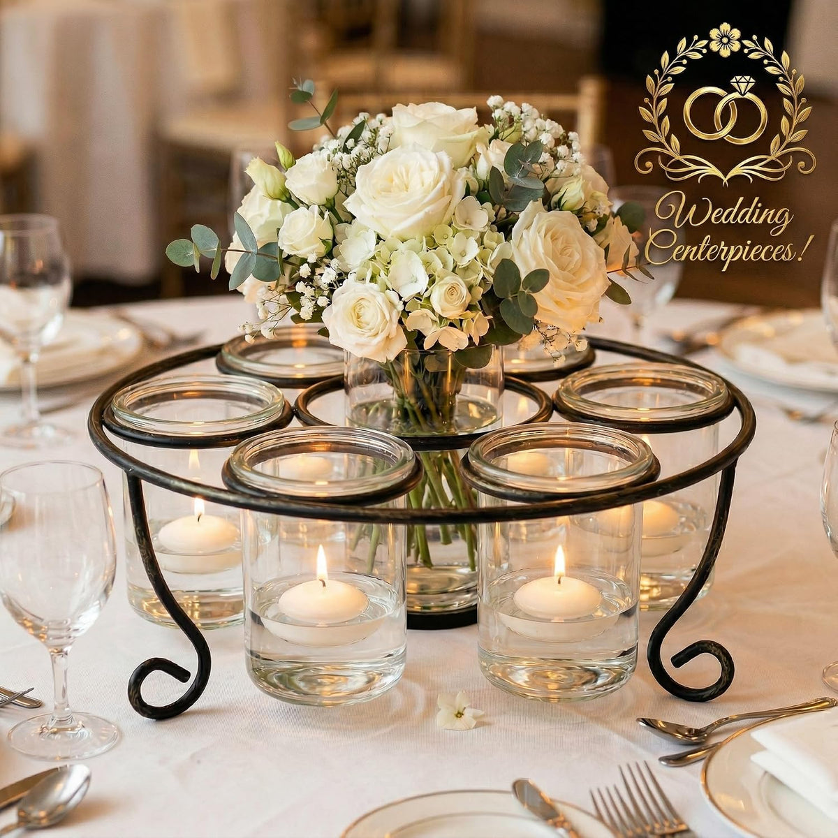 seraphic centerpieces for tables, round dining room table, side view