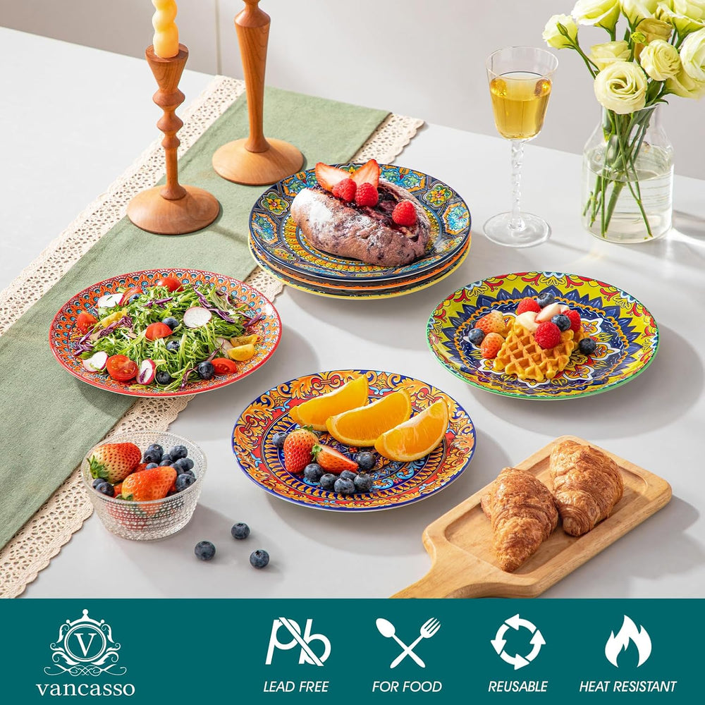 vancasso Colorful Dessert Plates Set of 6, 8.5 Inch Ceramic Salad Plates