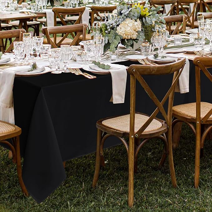 Fitable 8 Pack Table Cloth Rectangle Table: Stain and Wrinkle Resistant Tablecloth Rectangular, Washable Polyester Tablecloths for Wedding Party Dining Banquet Event Catering(Black, 70x120 Inch)