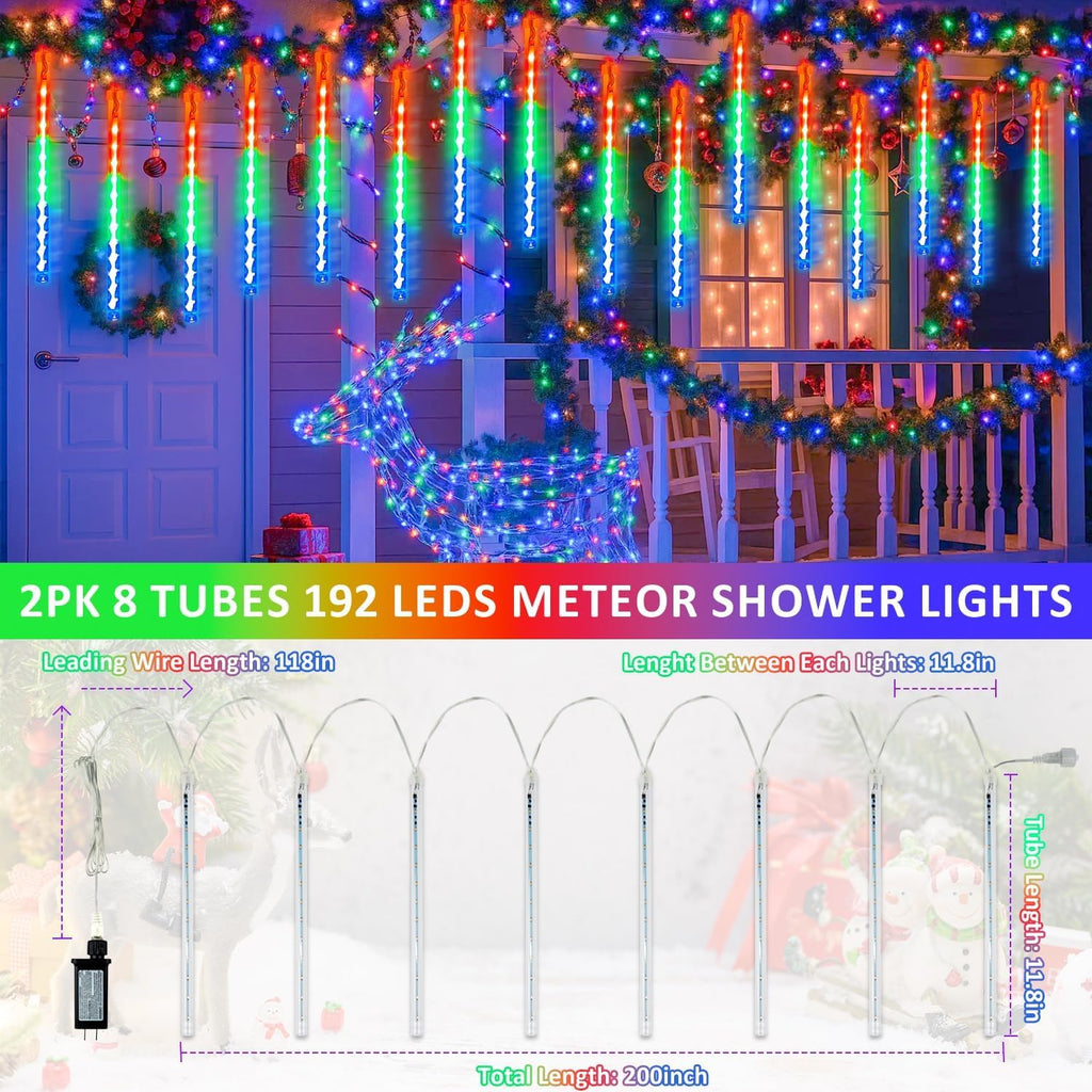 christmas lights outdoor 16 tubes 384 leds meteor, package contents