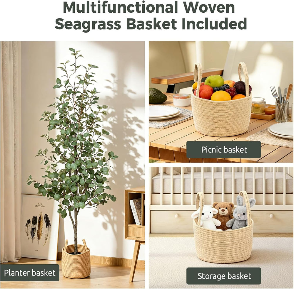 6FT Artificial Eucalyptus Tree, Faux Eucalyptus Trees with Woven Basket